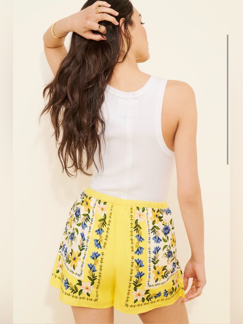 Farm Rio Linen Blend Sunflower Shorts - Picture 2 of 6